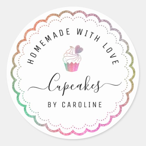 Elegant colorful cakery homemade business card classic round sticker