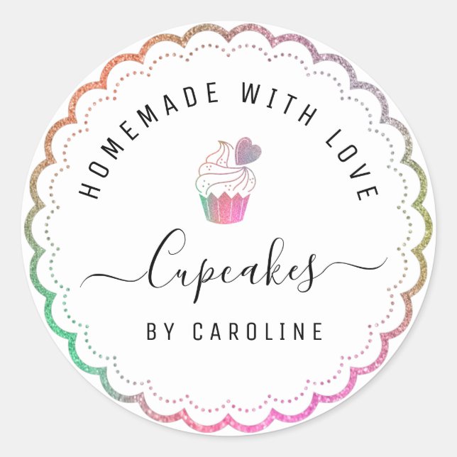 Elegant colorful cakery homemade business card classic round sticker (Front)