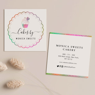 Elegant colorful cakery square business card