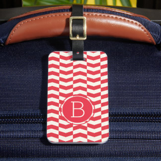 Elegant Colorful Chevron Pattern With Monogram Luggage Tag