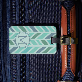 Elegant Colorful Chevron Pattern With Monogram Luggage Tag