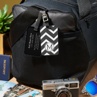 Elegant Colorful Chevron Pattern With Monogram Luggage Tag