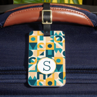 Elegant Colorful Chevron Pattern With Monogram Luggage Tag
