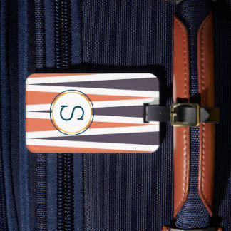 Elegant Colorful Chevron Pattern With Monogram Luggage Tag