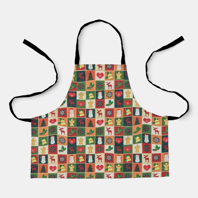 Elegant Colorful Christmas Pattern | Apron (Front)
