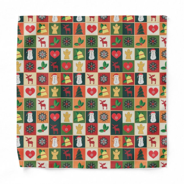Elegant Colorful Christmas Pattern | Bandana (Front)