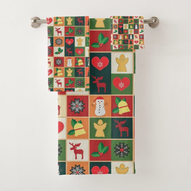 Elegant Colorful Christmas Pattern | Bath Towel (Insitu)