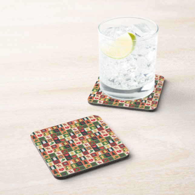 Elegant Colorful Christmas Pattern | Coaster (Right Side)