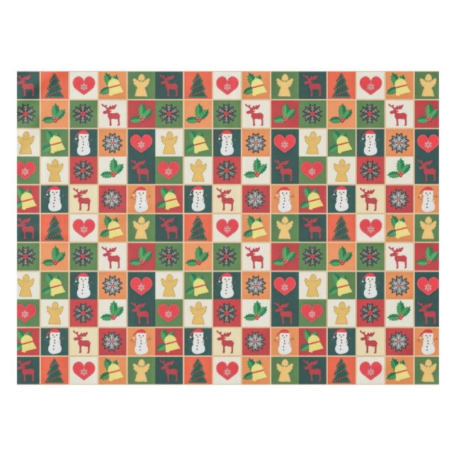 Elegant Colorful Christmas Pattern | Tablecloth (Front (Horizontal))