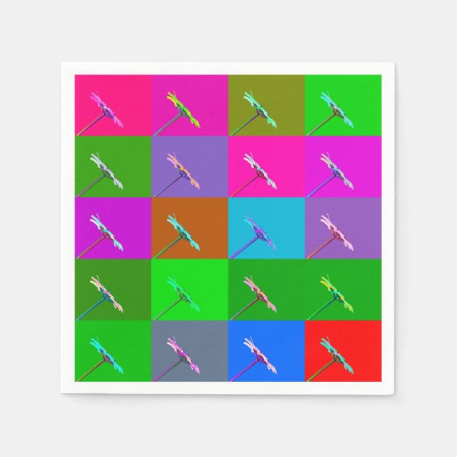 Elegant Colorful Daisy Squares, Fun Floral  Napkins (Front)