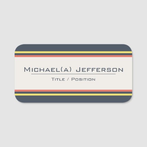 Elegant Colorful Dark Blue Beige  Orange Yellow Name Tag