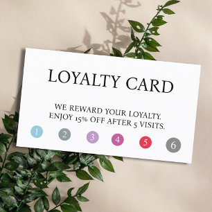 Elegant Colorful Dots White Bold Beauty Salon Loyalty Card