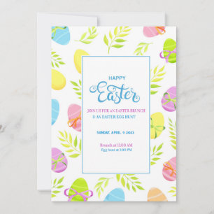 Elegant Colorful Easter Brunch and Egg Hunt  Invitation