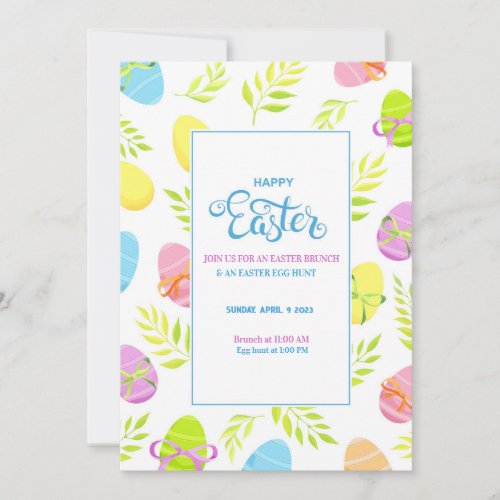 Elegant Colorful Easter Brunch and Egg Hunt  Invitation