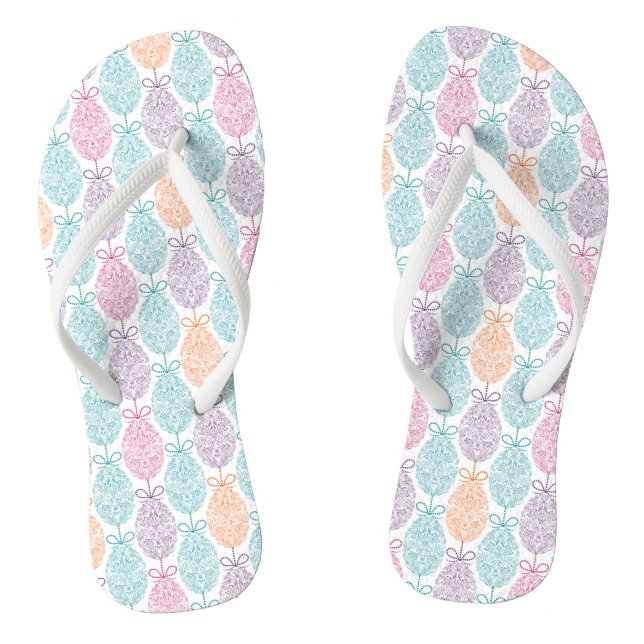 Elegant Colorful Easter Egg Pattern | Holidays Flip Flops (Footbed)