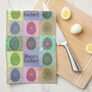 Elegant Colorful Eggs Abstract Art Easter Kitchen Towel