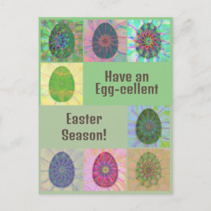 Elegant Colorful Eggs Abstract Art Easter Postcard
