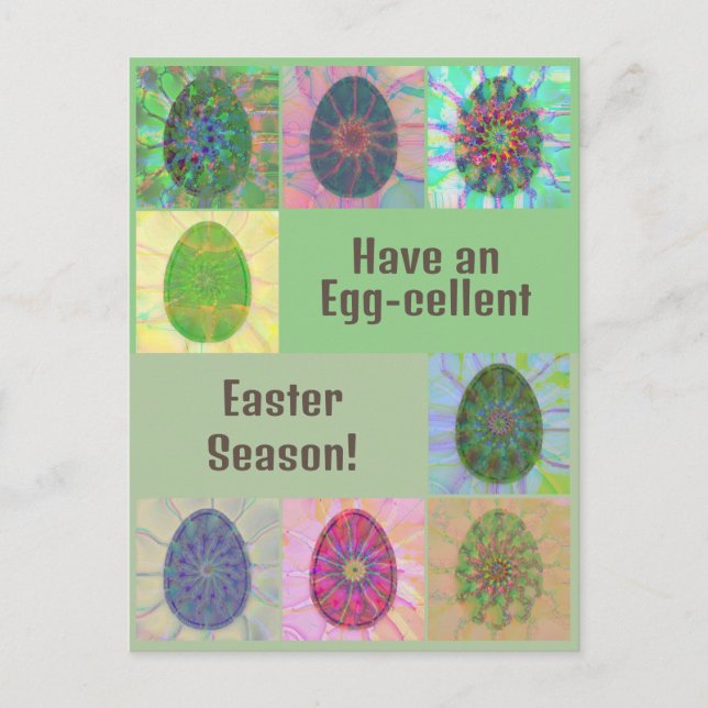 Elegant Colorful Eggs Abstract Art Easter Postcard (Front)