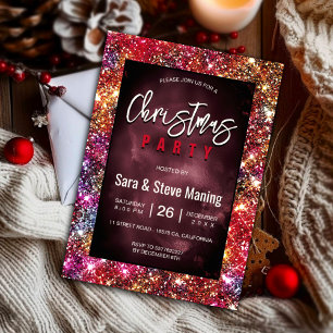 Elegant colorful faux Glitter Christmas Invitation