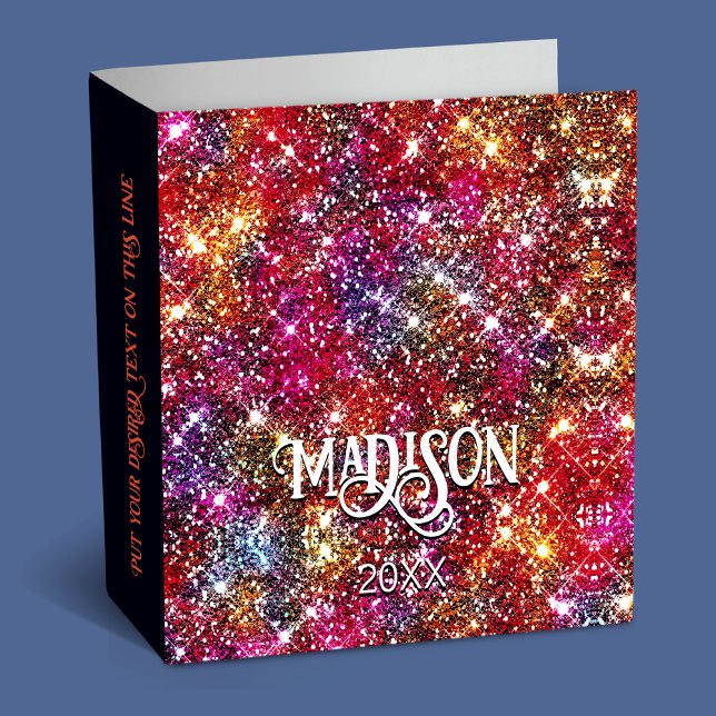 Elegant colorful faux Glitter monogram 3 Ring Binder (Creator Uploaded)