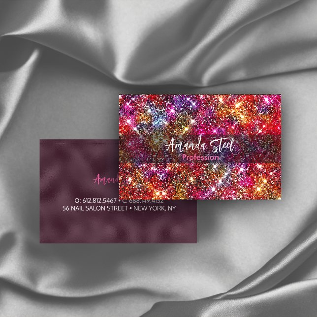 Elegant colorful faux Glitter monogram Business Card (Creator Uploaded)