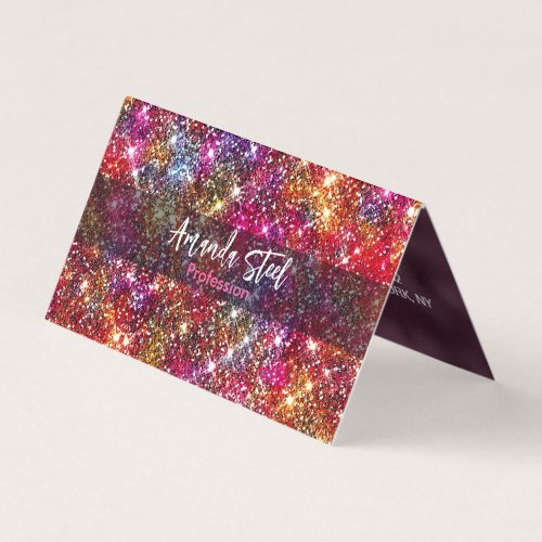 Elegant colorful faux Glitter monogram Business Card
