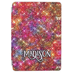 Elegant colorful faux Glitter monogram iPad Air Cover