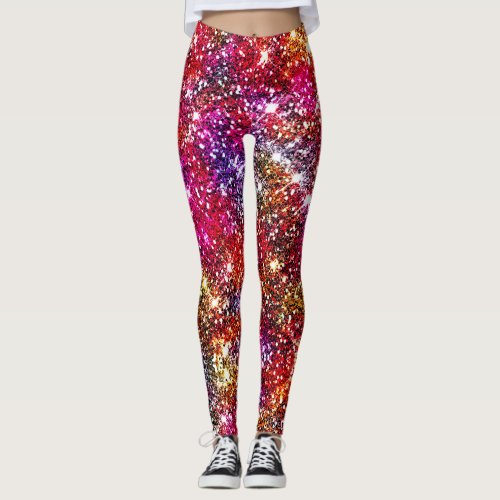 Elegant colorful faux Glitter monogram Leggings