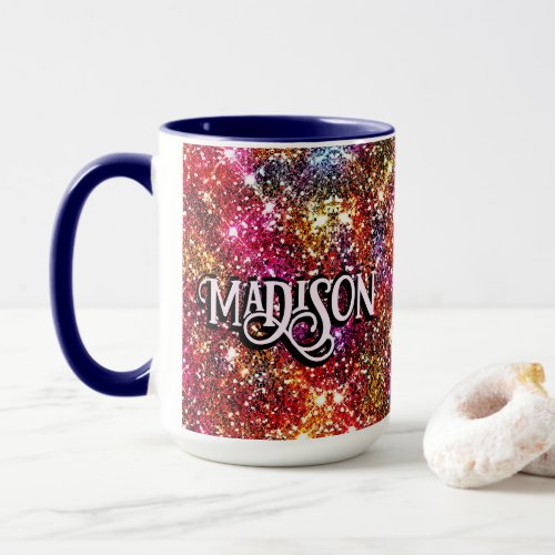 Elegant colorful faux Glitter monogram Mug