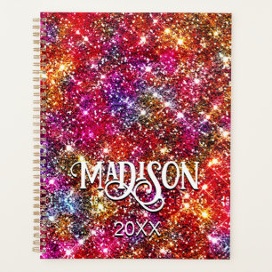 Elegant colorful faux Glitter monogram Planner