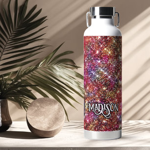Elegant colorful faux Glitter monogram Water Bottle