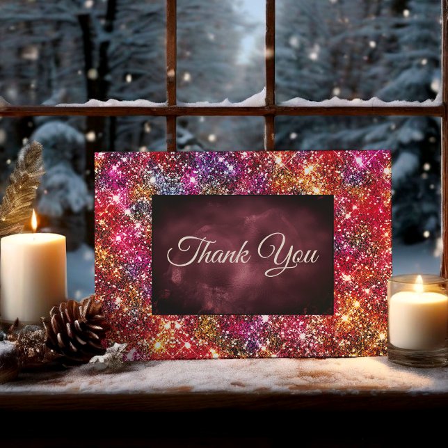 Elegant colorful faux Glitter Thank You Card (Creator Uploaded)