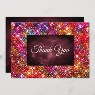 Elegant colorful faux Glitter Thank You Card