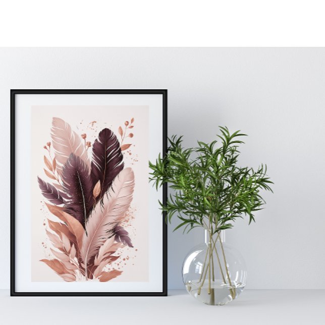Elegant Colorful Feathers Watercolor Botanical Art Poster (Creator Uploaded)