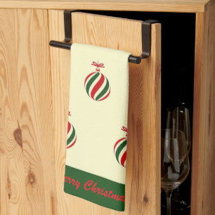 Elegant Colorful Festive Winter Christmas Ball Kitchen Towel