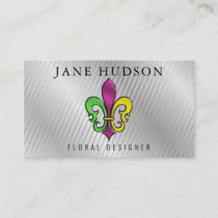 Elegant Colorful Fleur de Lis Design Business Card