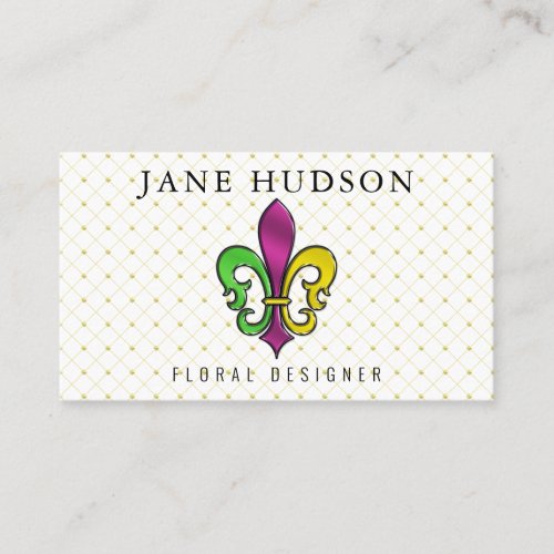 Elegant Colorful Fleur de Lis Design Business Card