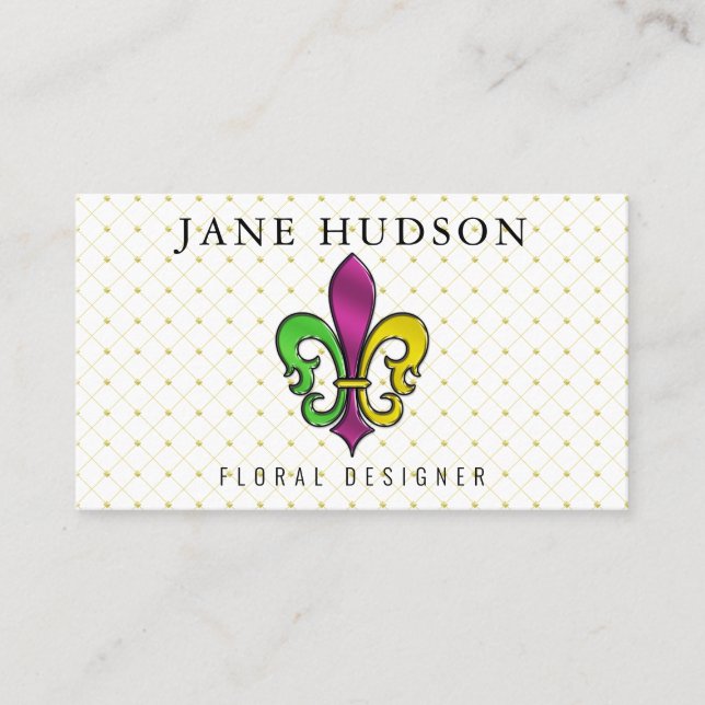 Elegant Colorful Fleur de Lis Design Business Card (Front)