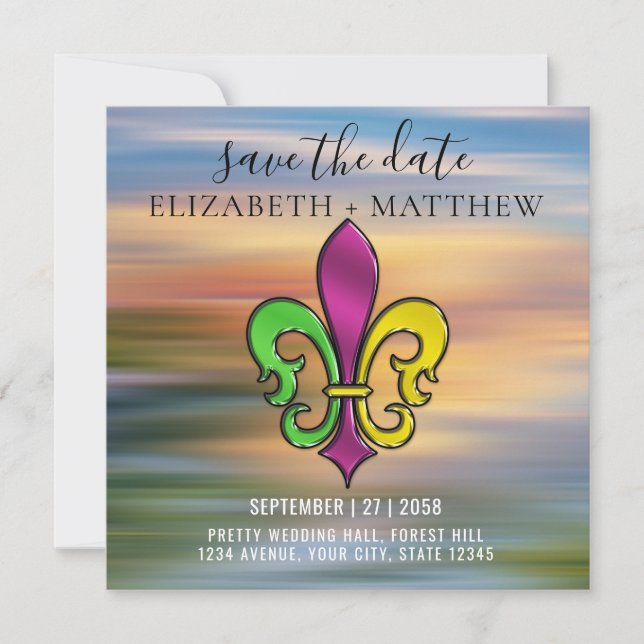 Elegant Colorful Fleur De Lis Design Invitation (Front)