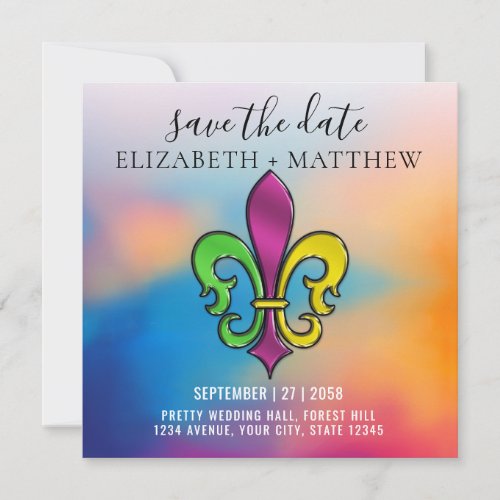 Elegant Colorful Fleur De Lis Design Invitation