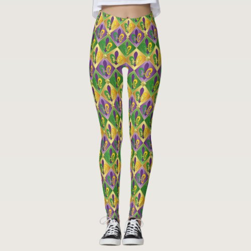 Elegant Colorful Fleur de Lis Leggings