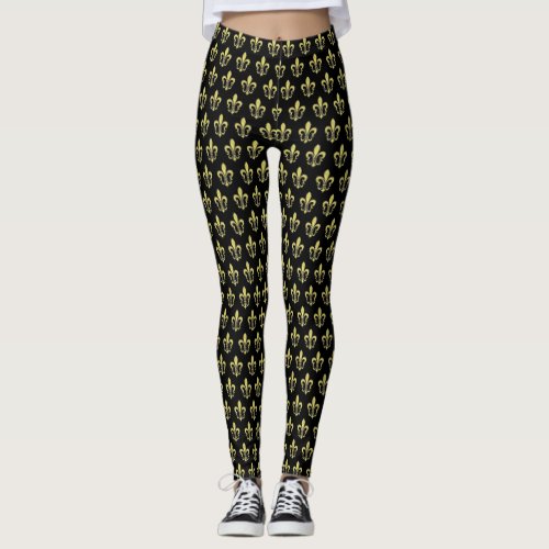 Elegant Colorful Fleur de Lis Leggings