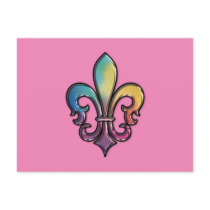 Elegant Colorful Fleur de Lis Postcard