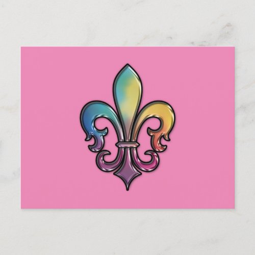 Elegant Colorful Fleur de Lis Postcard
