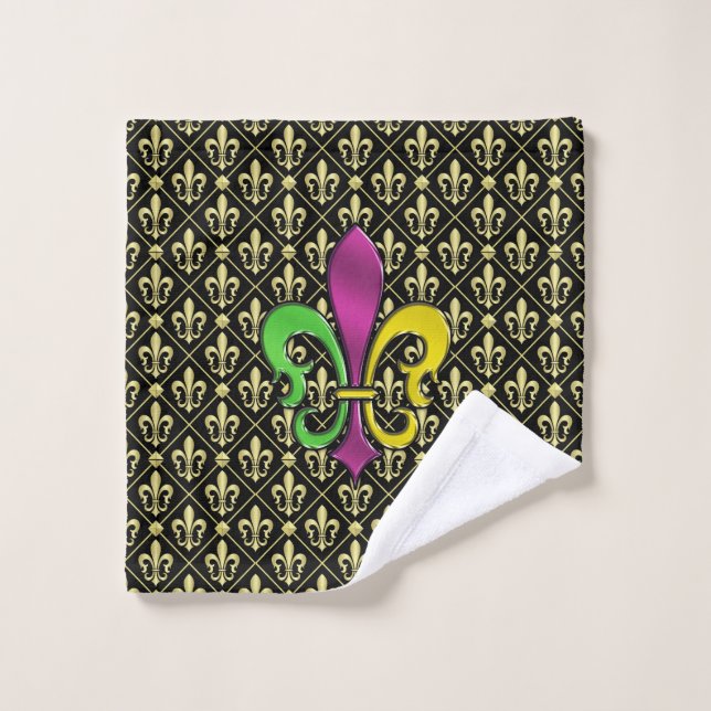Elegant Colorful Fleur De Lis Towel (Wash Cloth)