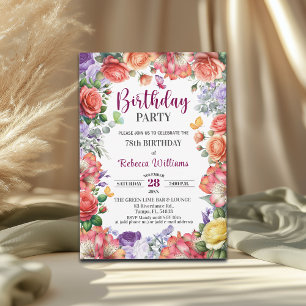 Elegant Colorful Floral 78th Birthday Party Invitation