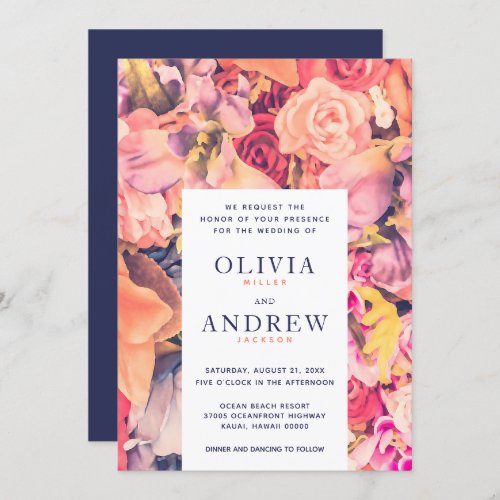 Elegant Colorful Floral Background Wedding Invitation