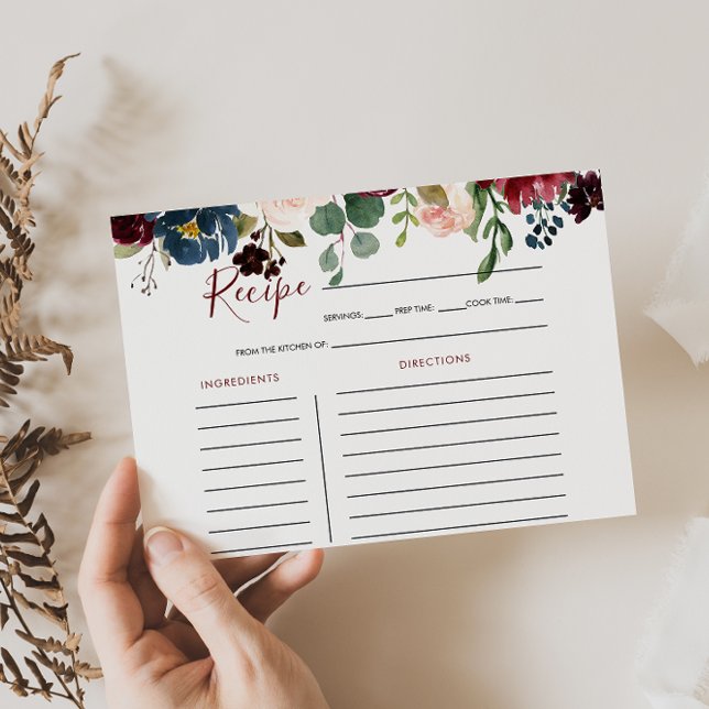 Elegant Colorful Floral Bridal Shower Recipe Card (Creator Uploaded)