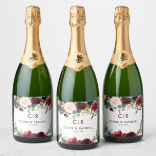 Elegant Colorful Floral Delight Wedding  Sparkling Wine Label