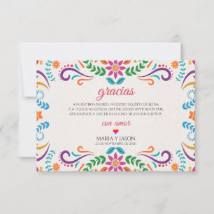 Elegant Colorful Floral Fiesta Spanish Wedding Thank You Card